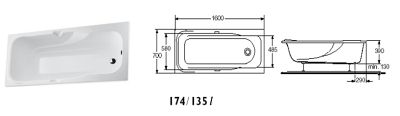Obrázek 3 - Volba akrylátové vany 1600 mm s variabilní šířkou