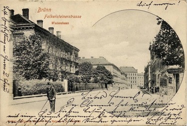 Obrzek 1: Budova mstskho chlapeckho sirotince jet v pvodn tpatrov podob na dobov pohlednici vydan kolem roku 1900 (pohlednice z archivu P. Cikrle)