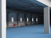 Vceelovou sportovn halu v Tboe vytp stropn slav panely Zehnder ZIP