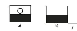 značky předmětu pro montáž a) do, b) na hořlavé látky