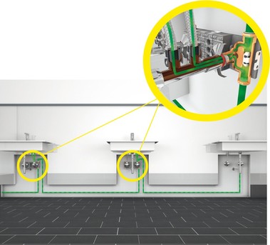 Obr. 6 Dvojit dynamick rozdeova, ktor vytvra okruh vody medzi uhlovm ventilom a vtokom [5]