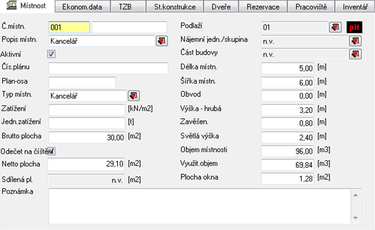 Obr. . 5 – statick data = pklad formule plochy typu mstnost