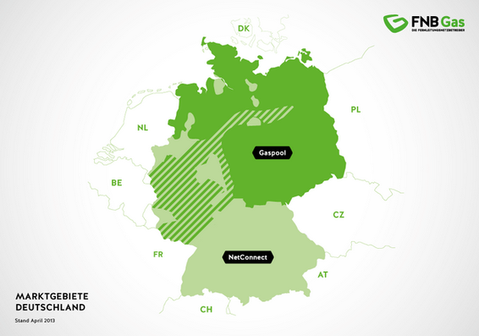 Obr. 2: Distribun oblasti plynu (Zdroj: http://www.fnb-gas.de/de/fernleitungsnetze/marktgebiete/marktgebiete.html)