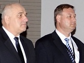 Vlevo Bohuslav Hamrozi, prezident CTI R, vpravo Radim Tich, editel projektu Stavebn veletrhy Brno - Veletrhy Brno