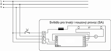 Obrzek 4 Schma zapojen nouzovho svtidla pro trval i nouzov reim