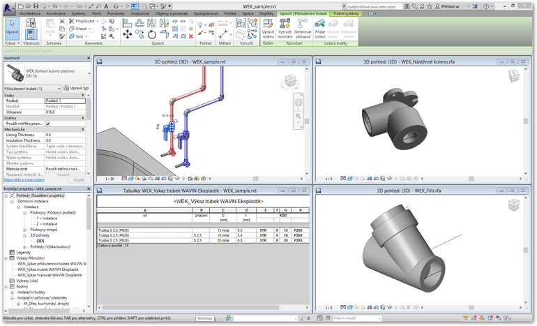 Obr. 3 – PPR systm v prosted programu Revit