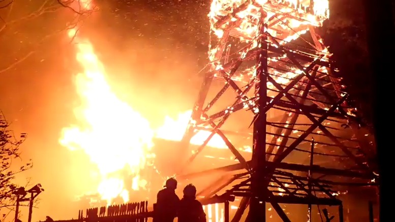 Požár kostela Božího těla v Třinci, zdroj: HZS Moravskoslezského kraje