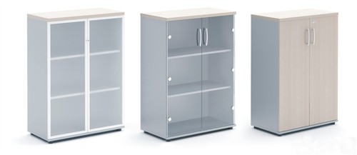 Střední skříňky různého typu dveřové (MDD - NO+BL Kancelářský nábytek s.r.o.)