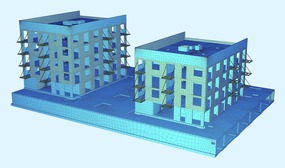 Obr. 5: MKP modely 3 dilatanch celkov pre nvrh prvkov nosnej kontrukcie (a) – blok A a B)