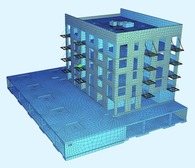 Obr. 5: MKP modely 3 dilatanch celkov pre nvrh prvkov nosnej kontrukcie (b) – blok C)