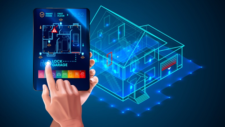 IOT. Rozhran aplikace Smart Home System. 3D dm pln x-ray. Ovldn zmk dve a oken pes internet vc s aplikac tabletu. Zabezpeen domovnho systmu