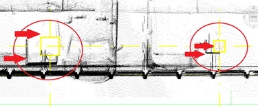 Obr. 4a Porovnanie point cloudu s projektovou dokumentciou – stpy