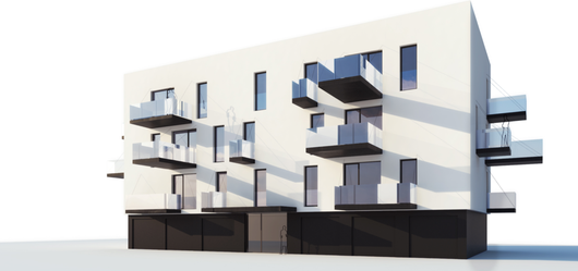 Obrázek 1 – 3D model posuzovaného bytového domu [12]