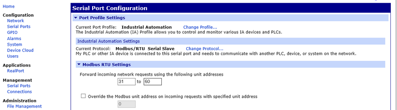 Obr. 14: Nastaven routeru Serial Slave pro linkov adresy 31 a 60