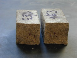 Obr. 7 Rec. 1, CEM I 42,5 R, bez hutnn, 60 dn v 98% CO₂, hloubka karbonatace 20 mm