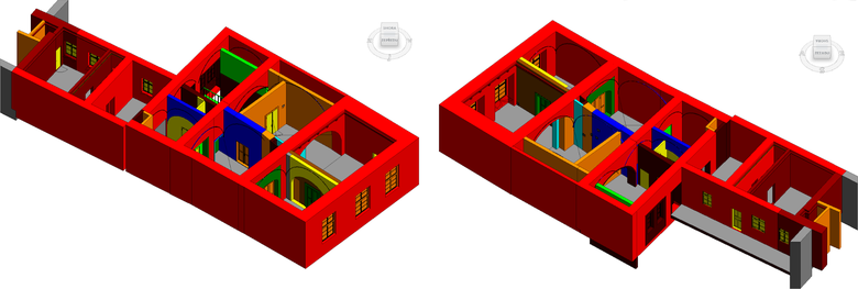 Obr. 2: Ukzka vizualizace analzy stavebnho vvoje sti stavebnho objektu podle SHP v aplikaci Autodesk Revit