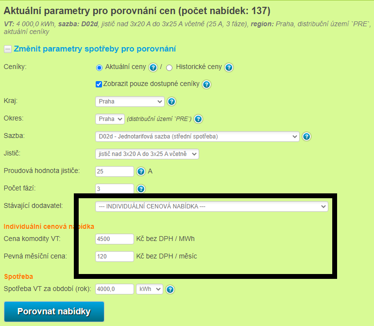 Obr. 8: Kde naleznete funkci Individuln cenov nabdka