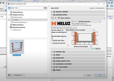 Prosted doplku v ArchiCADu „Doplnk ostn a peklady HELUZ“