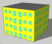 Obr. 1b Geometrie modelů testovacích objektů: Bytový dům (dále jen BD)