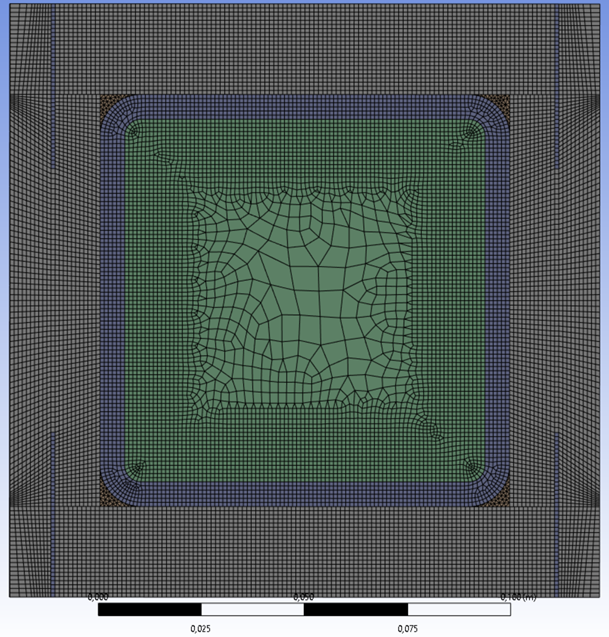 Obr. 1: Finln tvar vpoetn st pro FEA model ocelovho nosnku s jednovrstvm obkladem