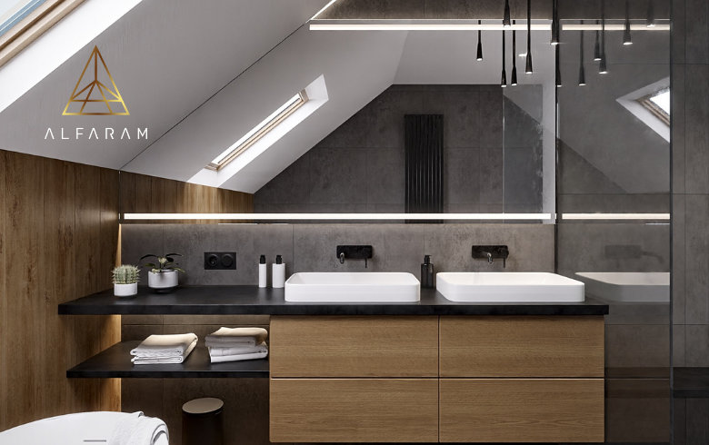 Pískované zrcadlo do podkroví – Výroba na míru – NETTA LED. Foto: Alfaram