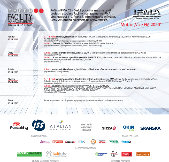 Program Týdne Facility managementu IFMA CZ TFM 2013