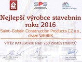 Weber je nejlep vrobce stavebnin za rok 2016 