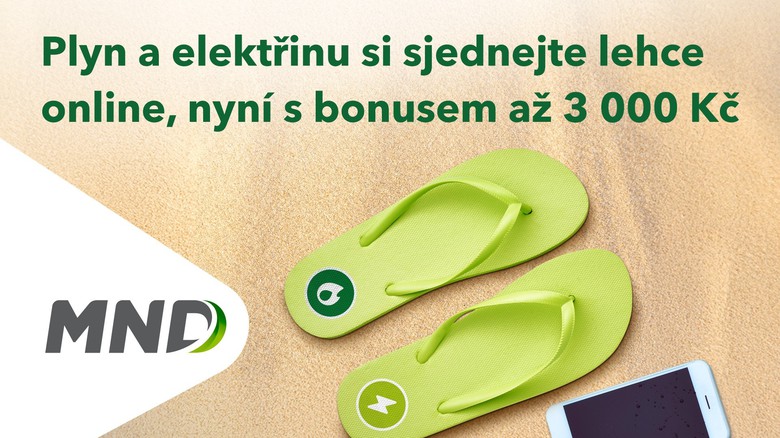 Plyn a elektřinu si u MND lze sjednat lehce online, nyní s bonusem až 3 000 Kč