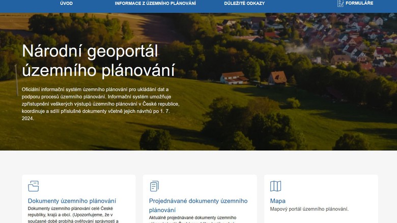 Národní geoportál https://uzemniplanovani.gov.cz/