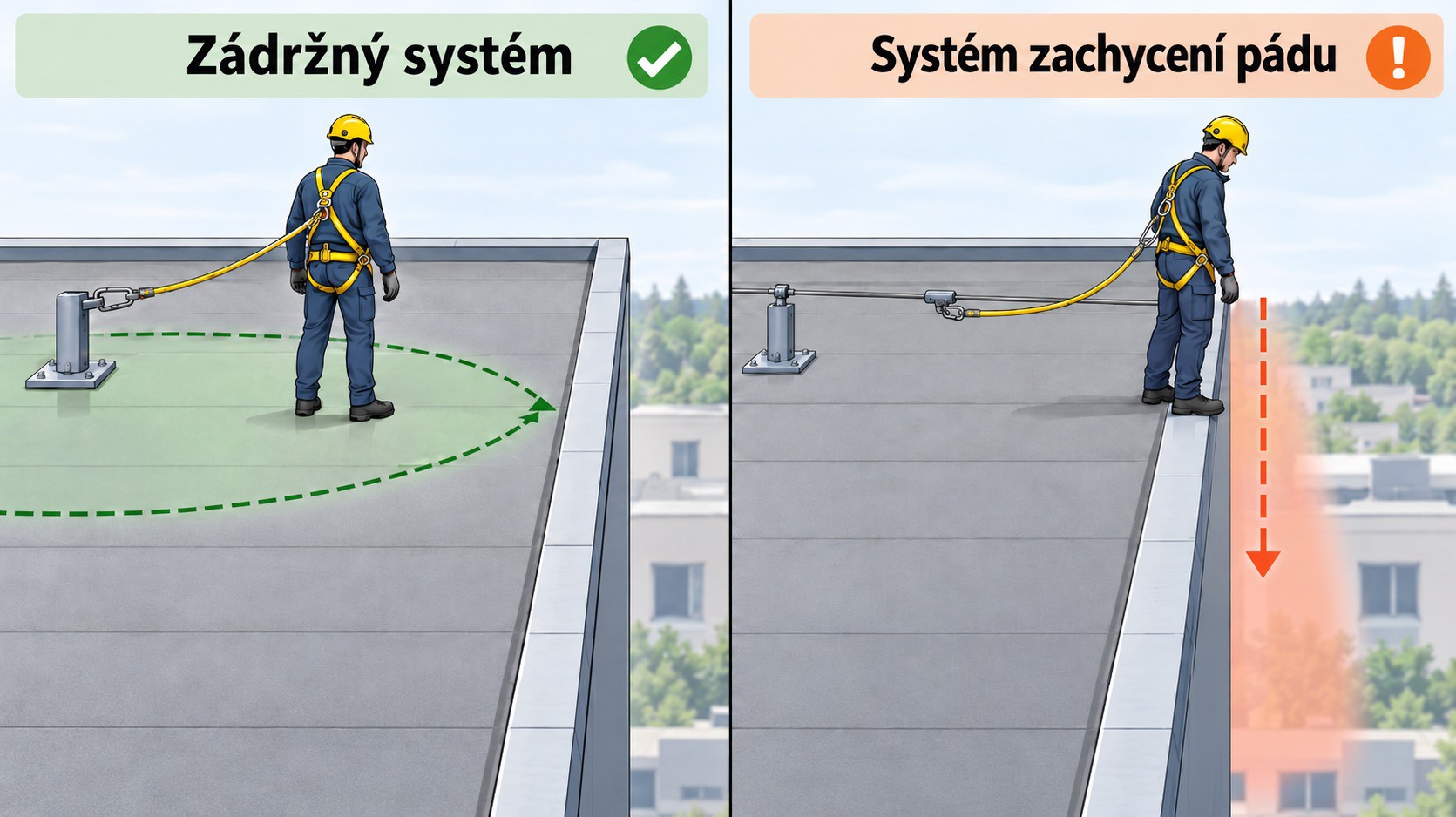 Padu Image Záchytné a zádržné systémy proti pádu: Jaký je rozdíl a kdy je použít ...